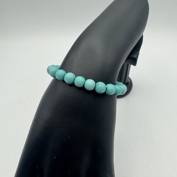 Turquoise Color Beaded Stretch Bracelet - Picture 2 of 4